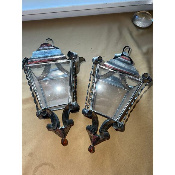Vintage lanterns metal glass tea lights candles ornate decor - Picture 7 of 13